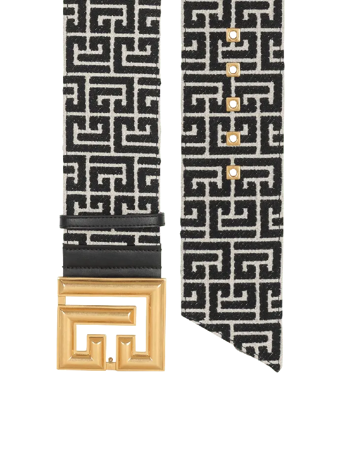 Balmain Belts Women PBelt Monogram Jacquard Belt Black