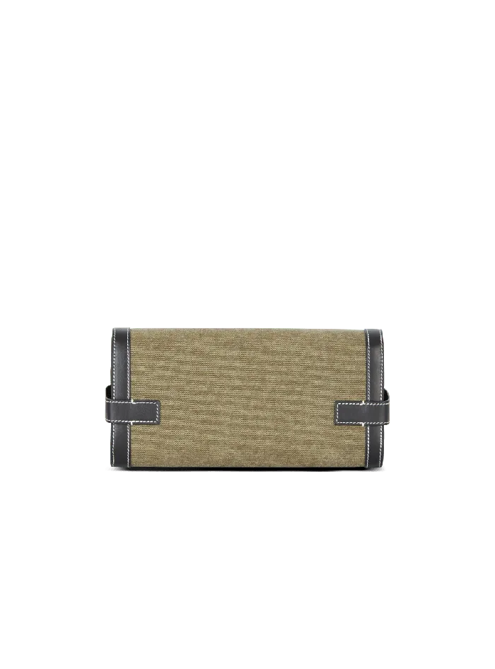 Balmain Clutches Women Canvas BBuzz 23 Clutch Bag With Leather Panels Khaki