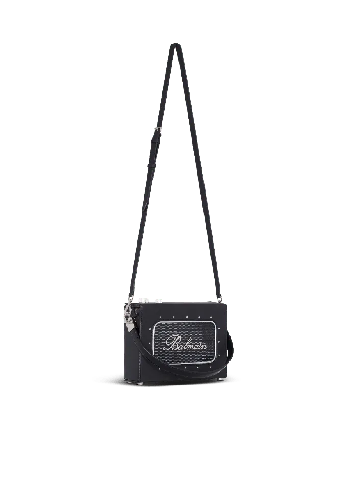 Balmain CrossBody Bags Men Radio Rubbereffect Leather Bag Black