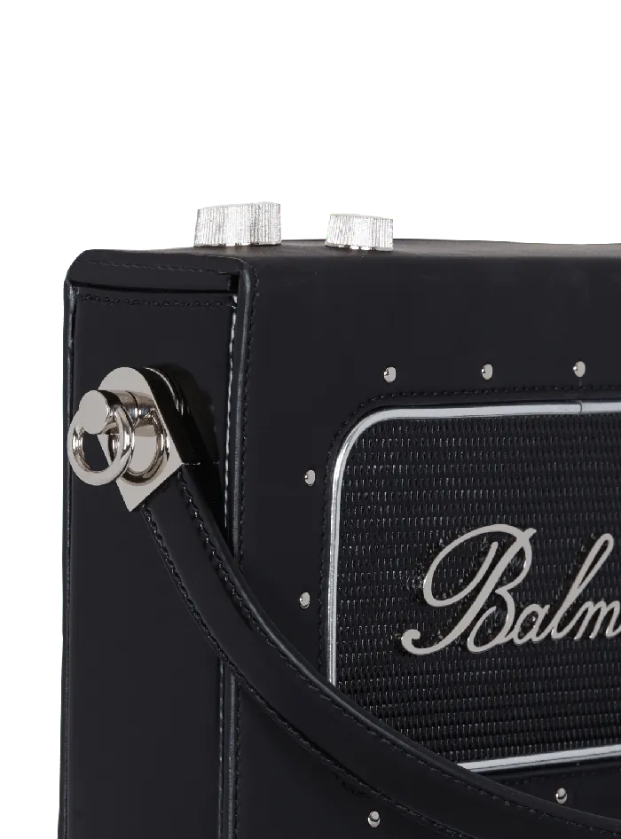 Balmain CrossBody Bags Men Radio Rubbereffect Leather Bag Black