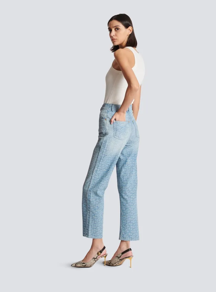 Balmain Denim Women Monogram Classic Jeans Blue
