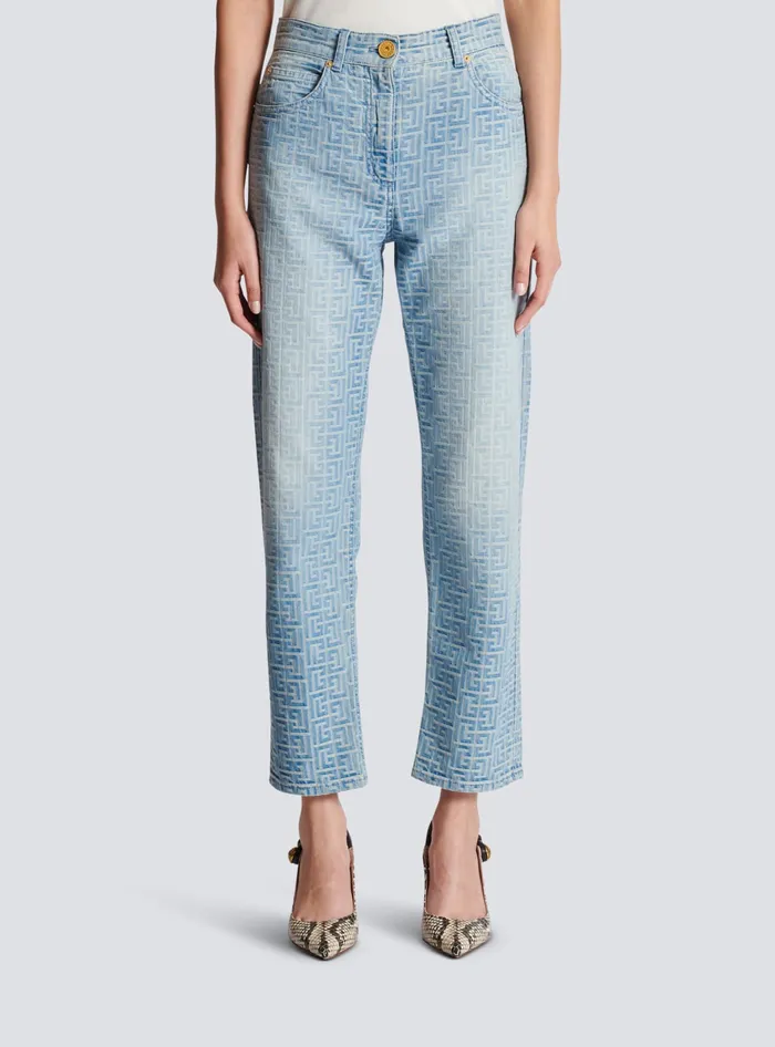 Balmain Denim Women Monogram Classic Jeans Blue