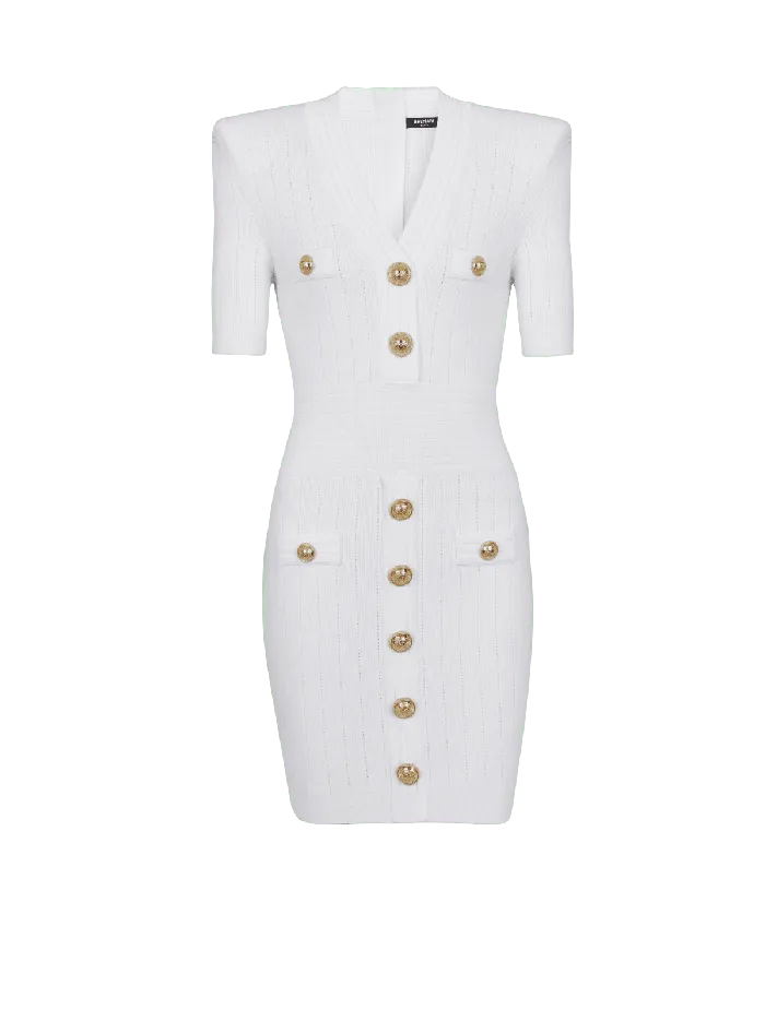 Balmain Dresses Women Knitted Dress With Buttons White