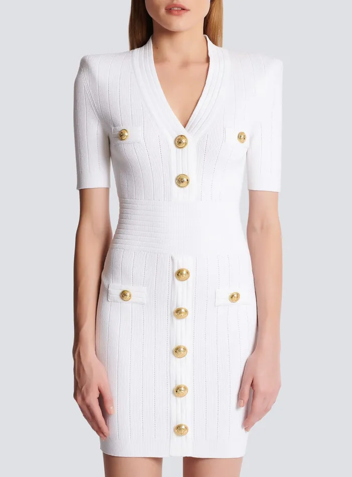 Balmain Dresses Women Knitted Dress With Buttons White
