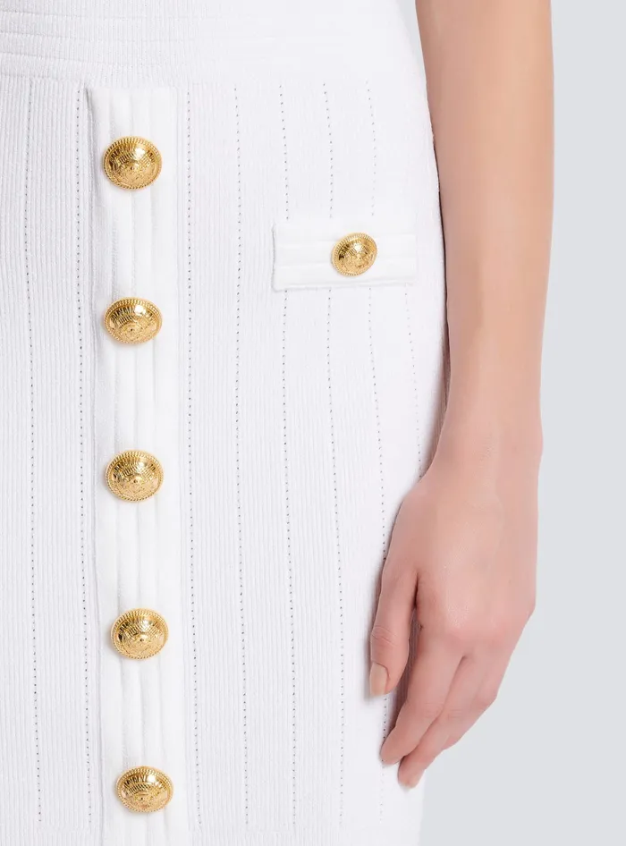 Balmain Dresses Women Knitted Dress With Buttons White