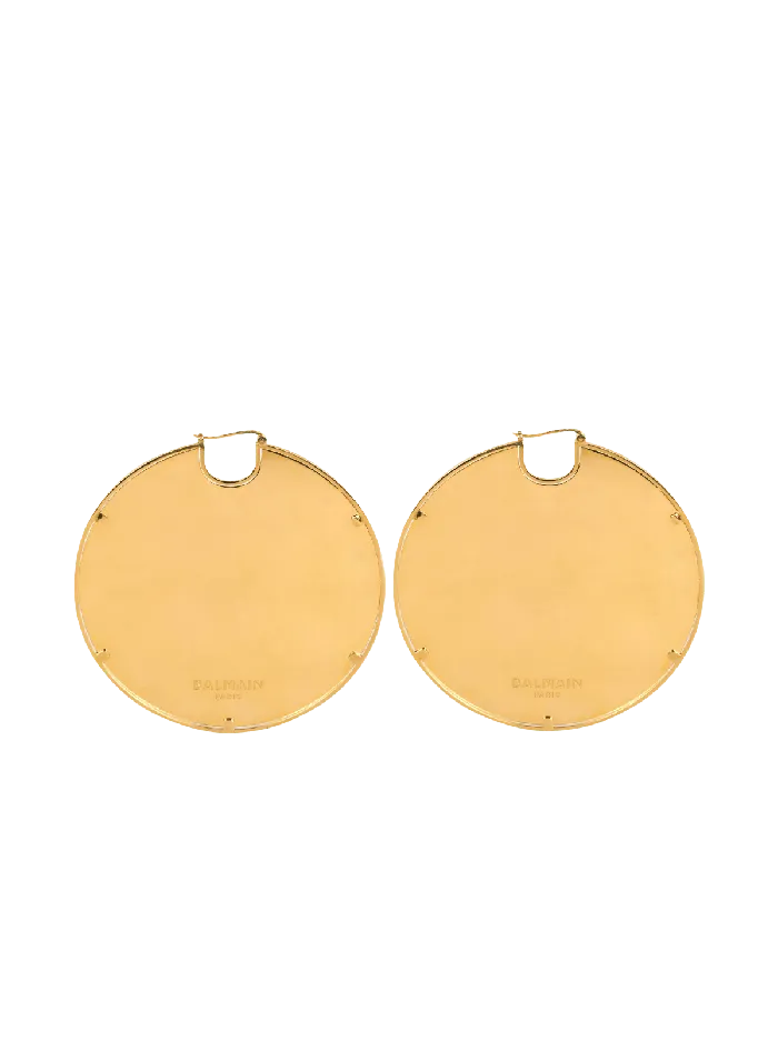 Balmain Fashion Jewelry Women engraved Brass Hoop Earrings Gold