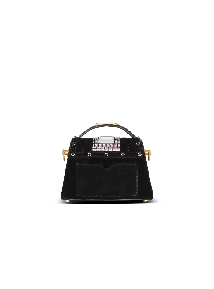 Balmain Handbags Women BBuzz Dynasty Small Suede Bag With Embroidery Black