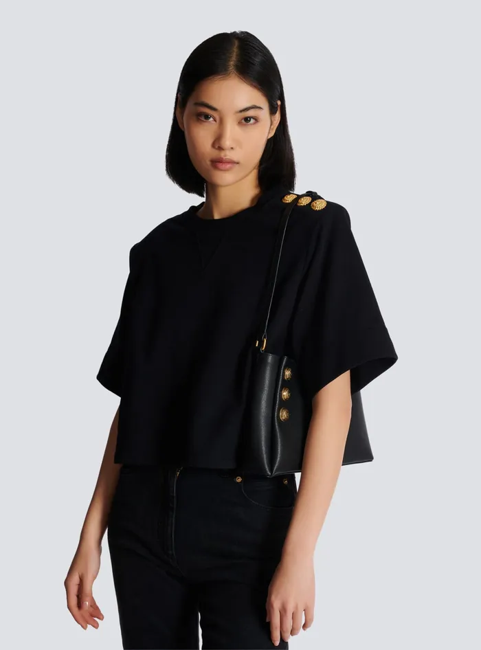 Balmain Handbags Women Emblegraveme Shoulder Bag In Grained Calfskin Black