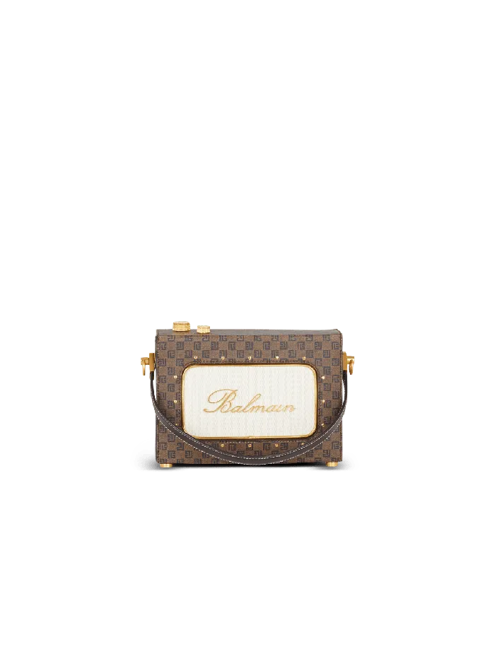 Balmain Handbags Women Radio Monogram Signature Bag Brown
