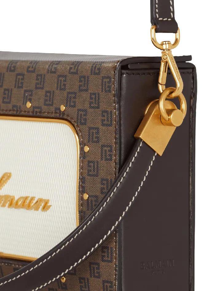Balmain Handbags Women Radio Monogram Signature Bag Brown