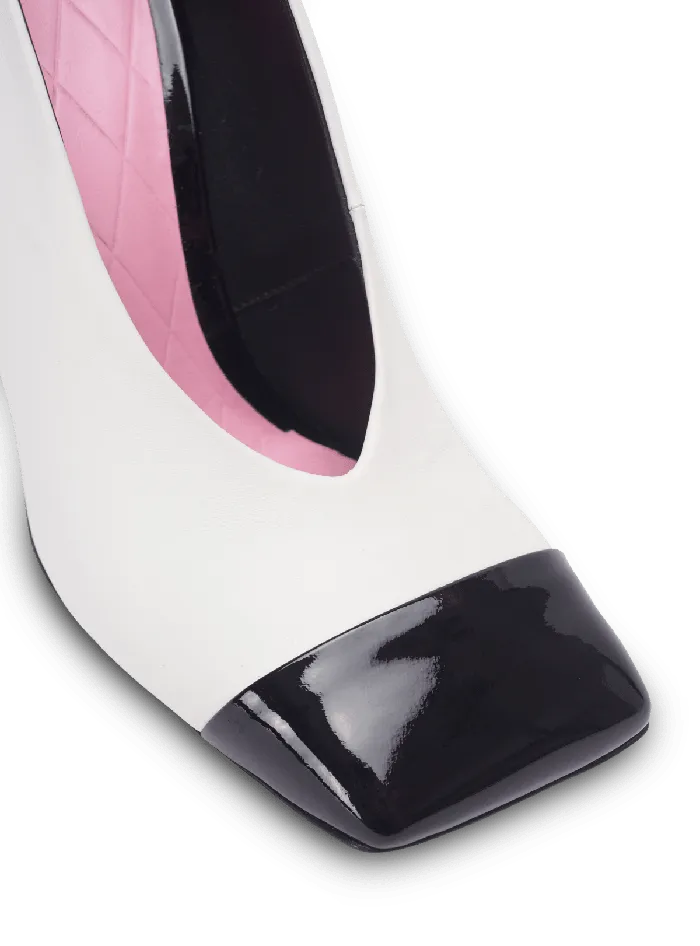 Balmain High Heels and Pumps Women Eden Twotone Pumps In Lambskin And Patent Leather White