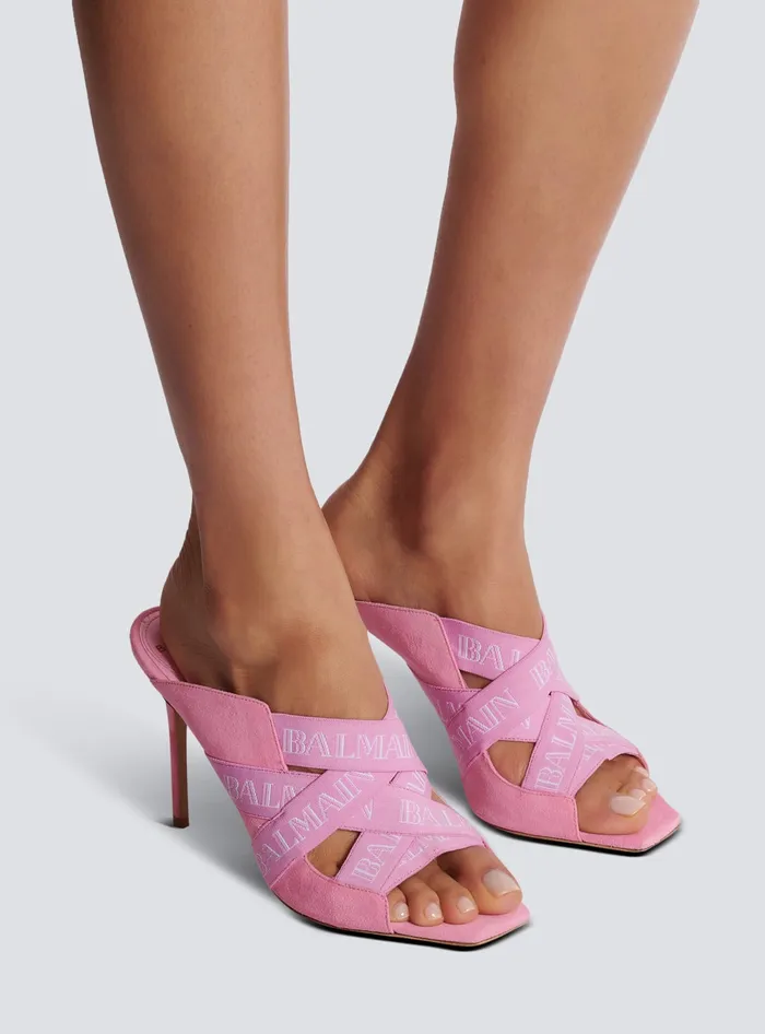 Balmain High Heels and Pumps Women Ruby Mules With Vintage Straps Pink