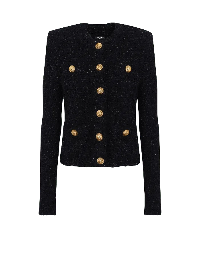 Balmain Jackets And Blazers Women Buttons Tweed Jacket Black
