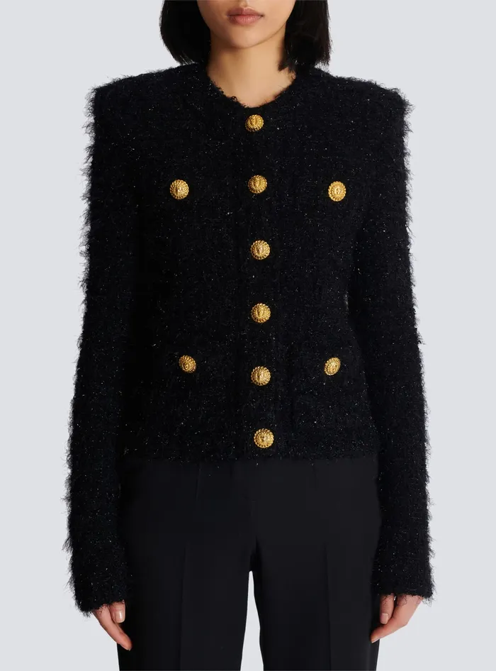 Balmain Jackets And Blazers Women Buttons Tweed Jacket Black