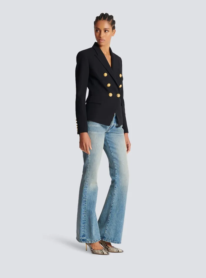 Balmain Jackets And Blazers Women Wool Doublebreasted Jacket Black