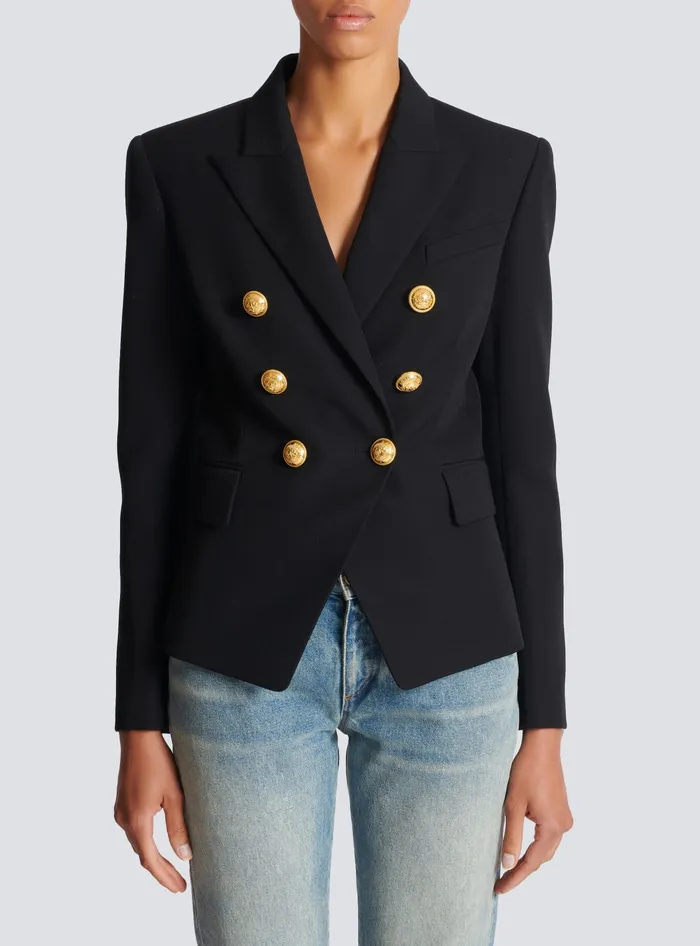 Balmain Jackets And Blazers Women Wool Doublebreasted Jacket Black