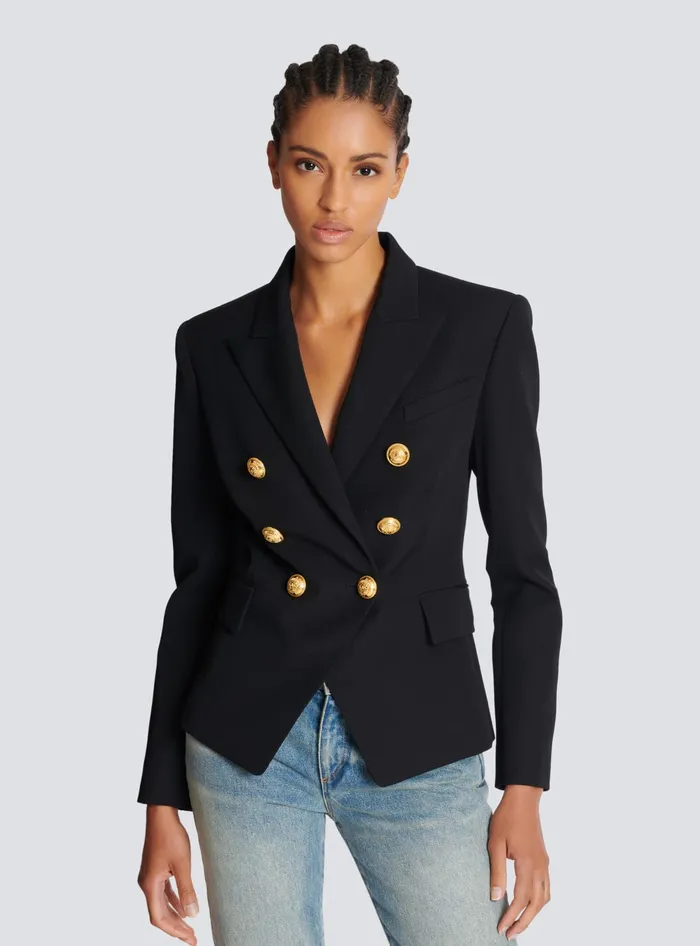 Balmain Jackets And Blazers Women Wool Doublebreasted Jacket Black