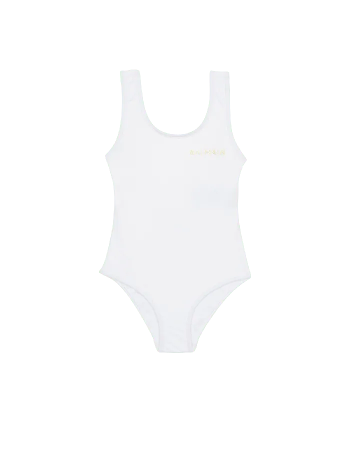 Balmain Kids 1piece Swimsuit White