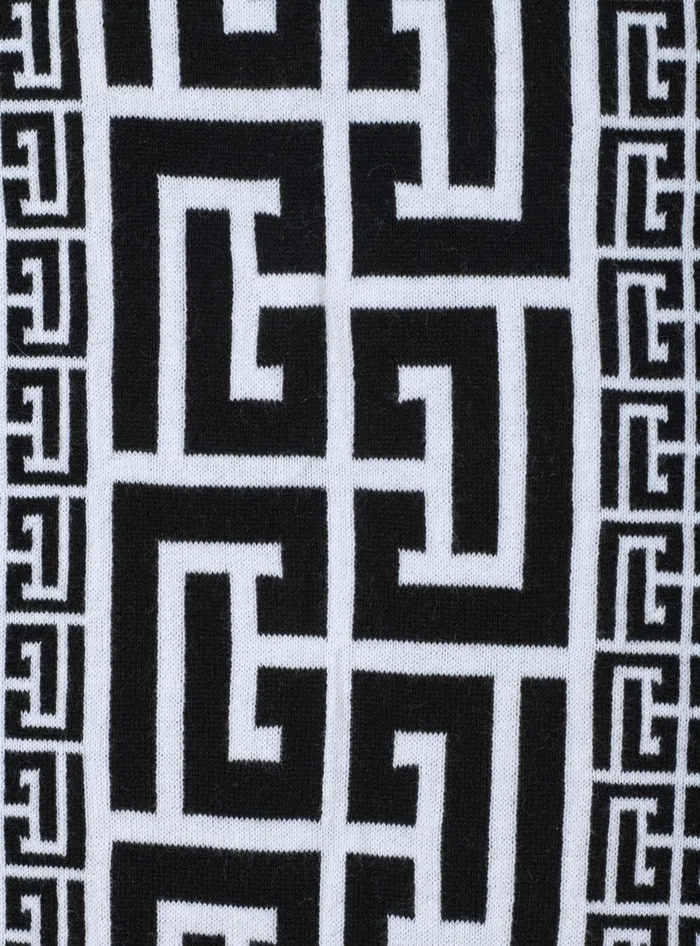 Balmain Kids Baby Blanket With PB Labyrinth Monogram Grey