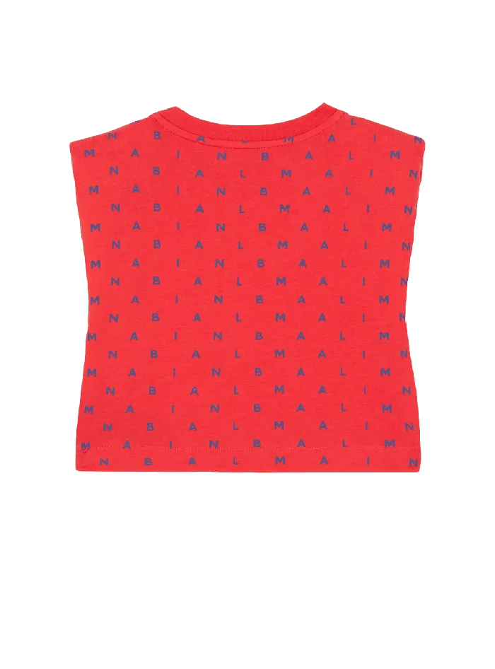 Balmain Kids Letters Tshirt Red