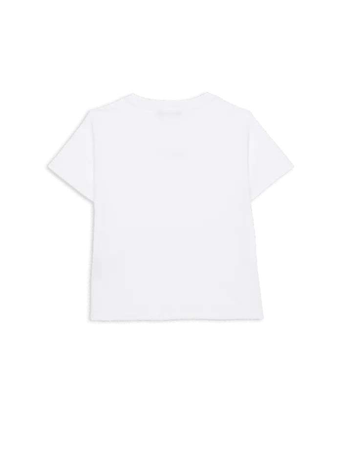 Balmain Kids Tshirt With Flocked Paris Logo White