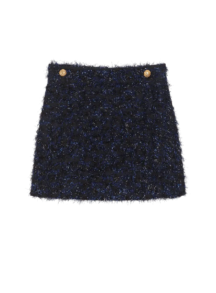 Balmain Kids Tweed Skirt Navy