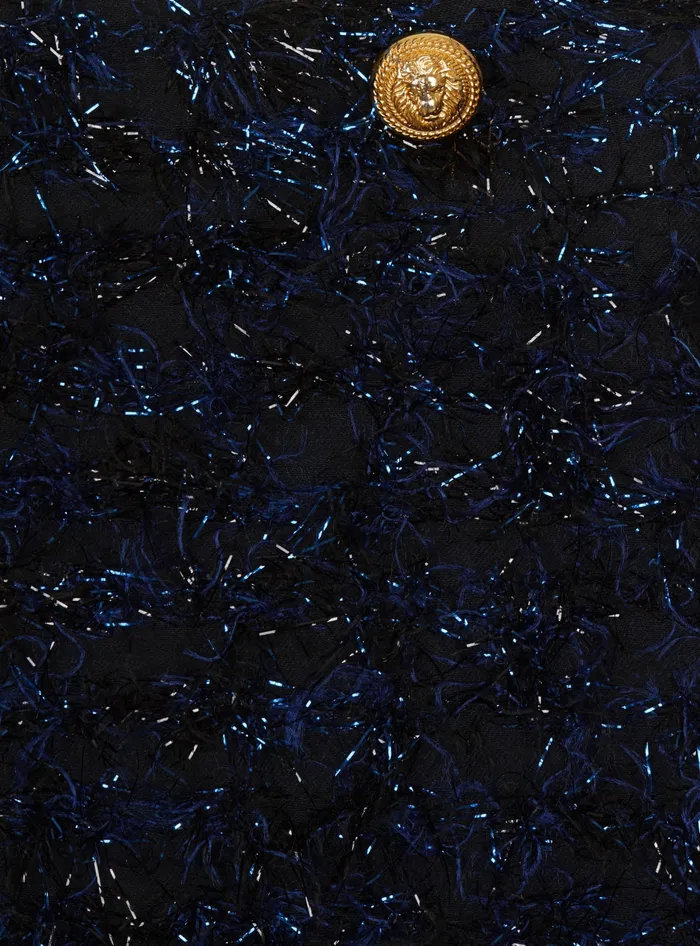 Balmain Kids Tweed Skirt Navy