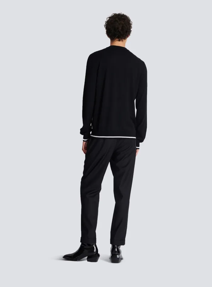 Balmain Knitwear Men Diamond Paris Twotone Jacquard Jumper Black