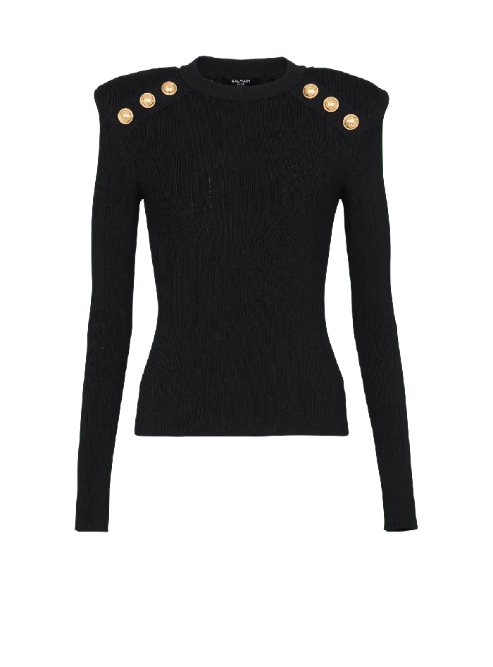 Balmain Knitwear Women Knit Jumper With Button Details Black