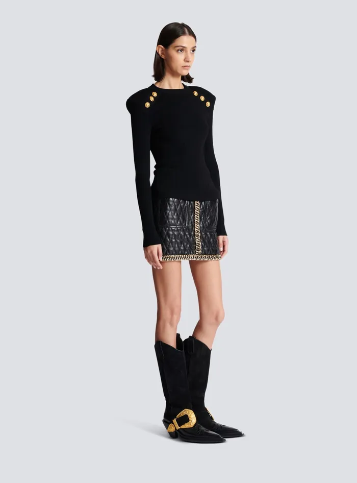 Balmain Knitwear Women Knit Jumper With Button Details Black