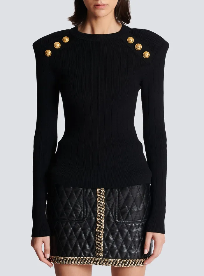Balmain Knitwear Women Knit Jumper With Button Details Black
