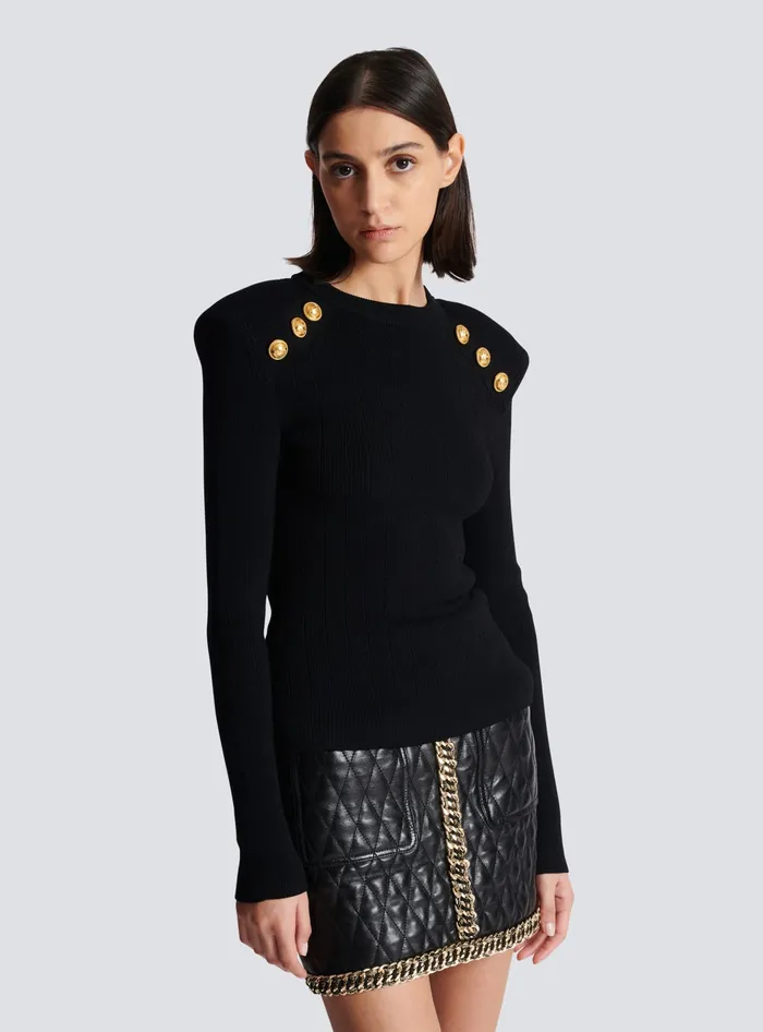 Balmain Knitwear Women Knit Jumper With Button Details Black