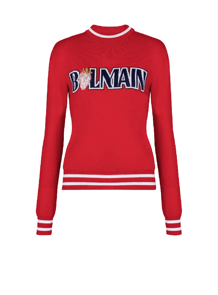 Balmain Knitwear Women Wool Strawberry Jumper Red