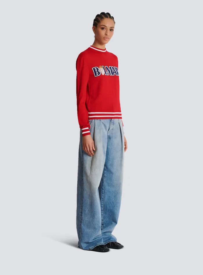 Balmain Knitwear Women Wool Strawberry Jumper Red