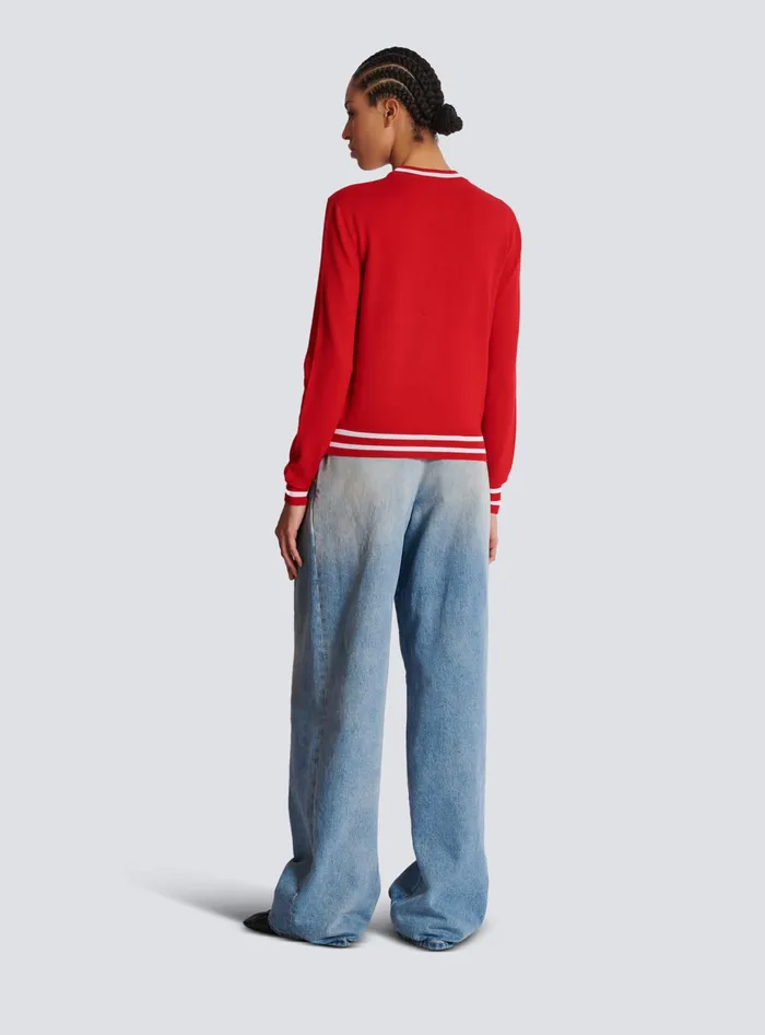 Balmain Knitwear Women Wool Strawberry Jumper Red