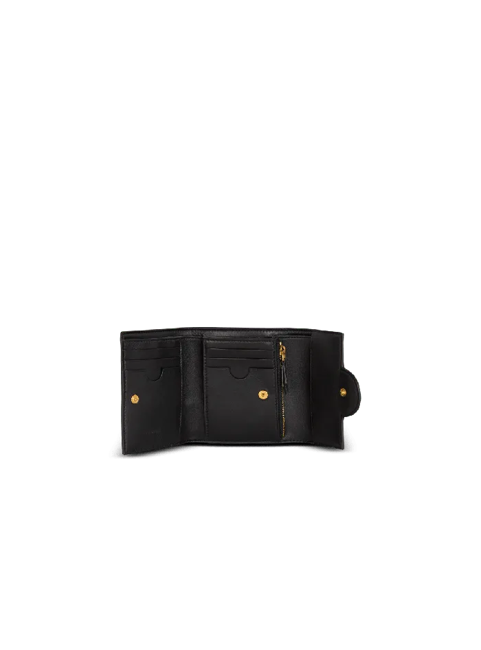Balmain Small Leather Goods Women Calfskin BBuzz Trifold Wallet Black