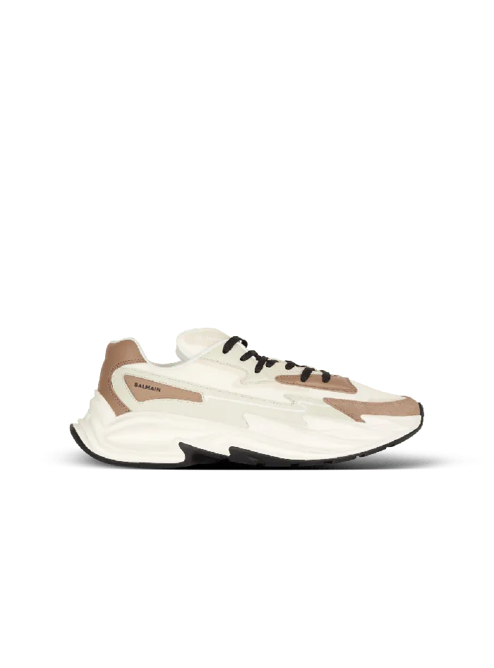 Balmain Sneakers Men RunRow Leather And Nylon Sneakers White