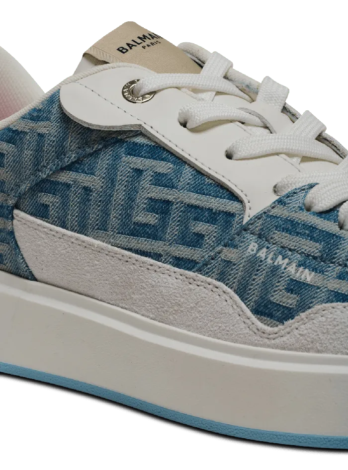 Balmain Sneakers Women BCourt Flip Sneakers In Monogrammed Denim Navy