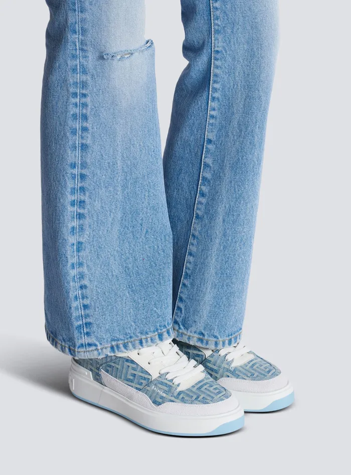 Balmain Sneakers Women BCourt Flip Sneakers In Monogrammed Denim Navy