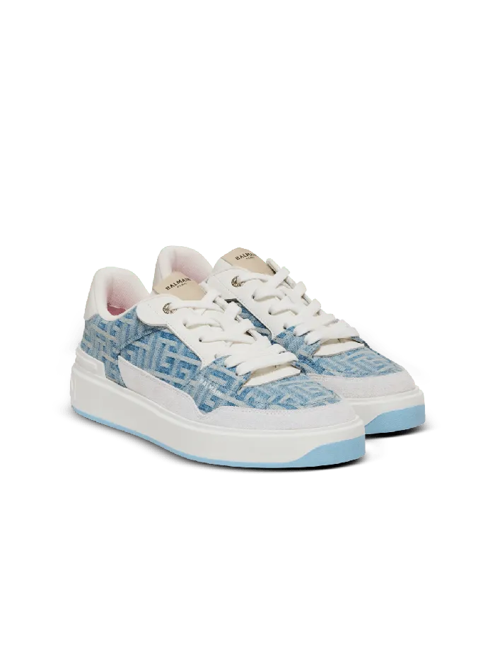 Balmain Sneakers Women BCourt Flip Sneakers In Monogrammed Denim Navy