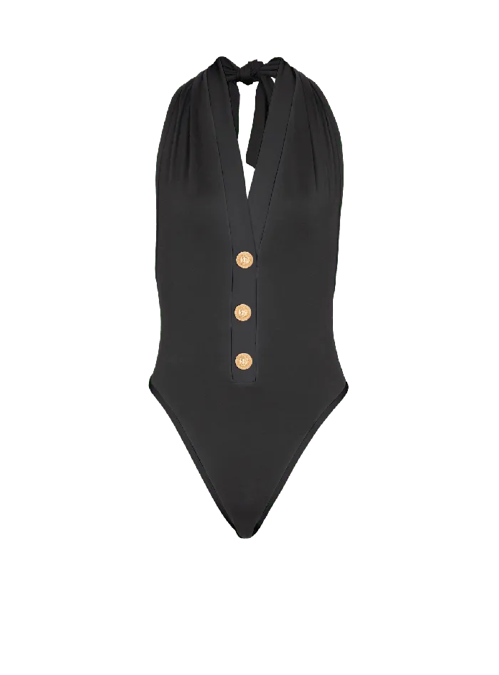 Balmain Swimwear Women Onepiece Swimsuit With Buttons Black