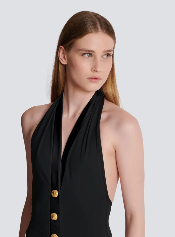 Balmain Swimwear Women Onepiece Swimsuit With Buttons Black