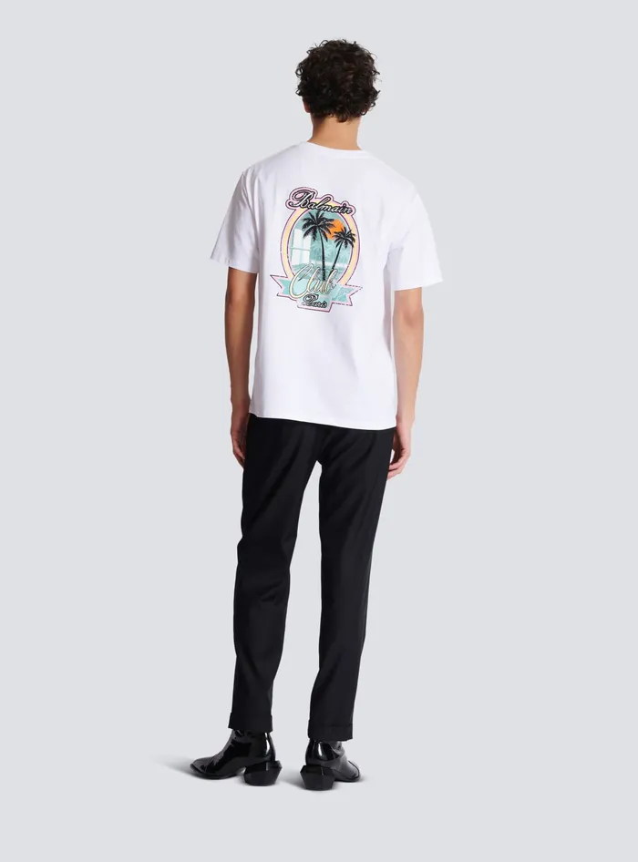 Balmain TShirts Men Club Signature Printed Tshirt White