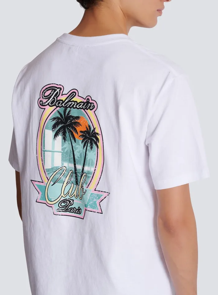 Balmain TShirts Men Club Signature Printed Tshirt White