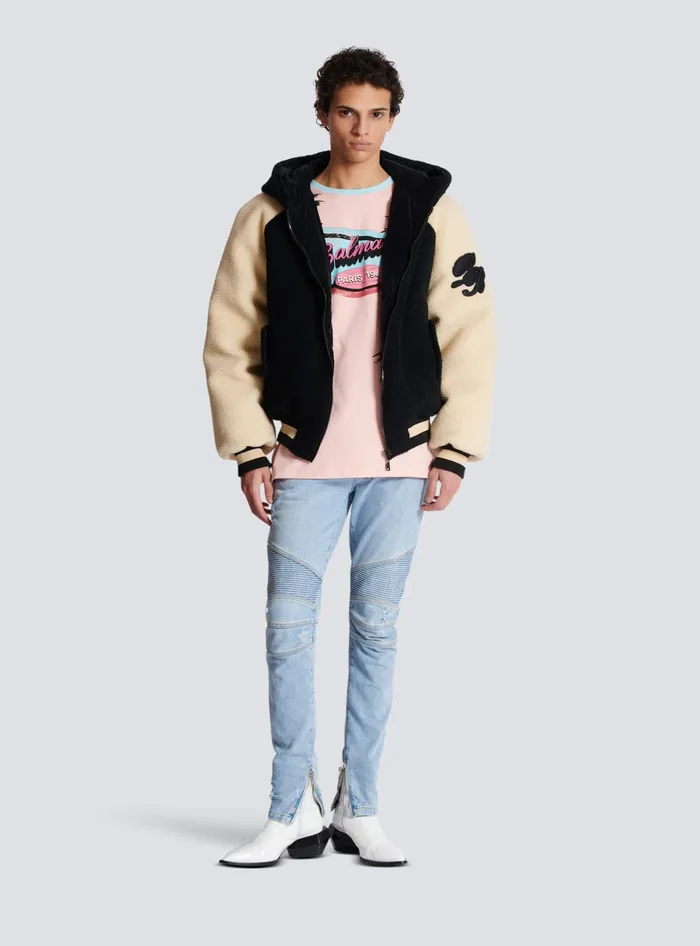 Balmain TShirts Men Loose Miami Printed Tshirt Multicolor