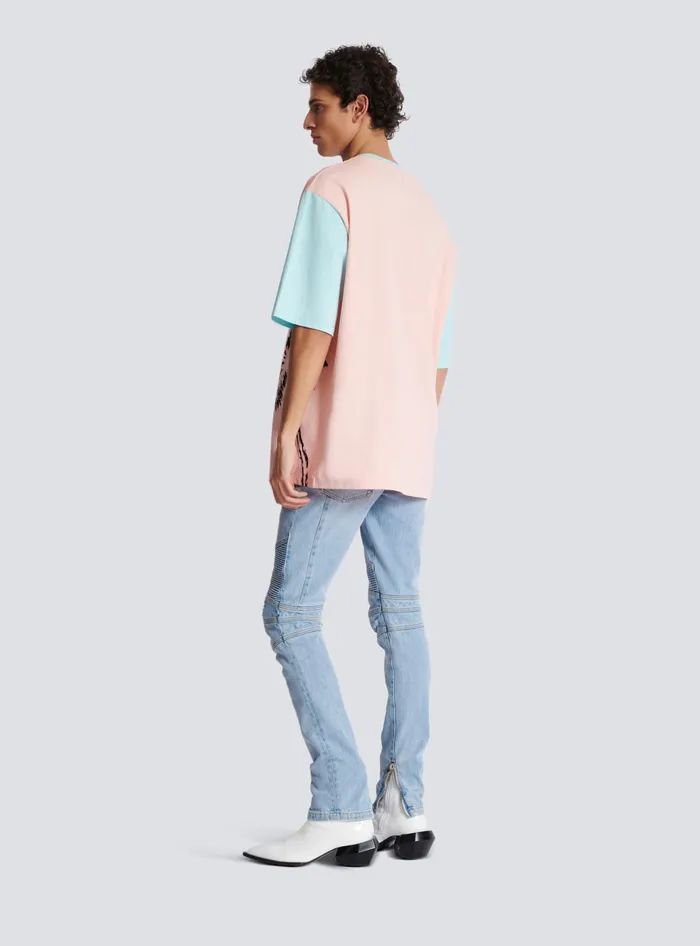 Balmain TShirts Men Loose Miami Printed Tshirt Multicolor
