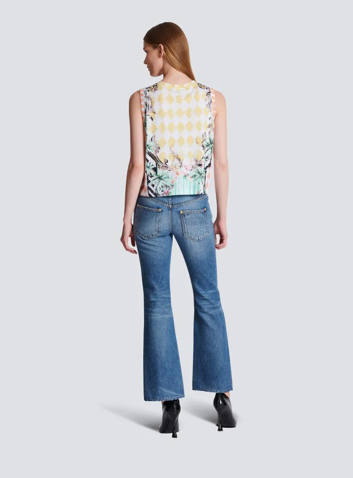 Balmain TShirts Women Vintage Tank Top With Baroque Print Multicolor