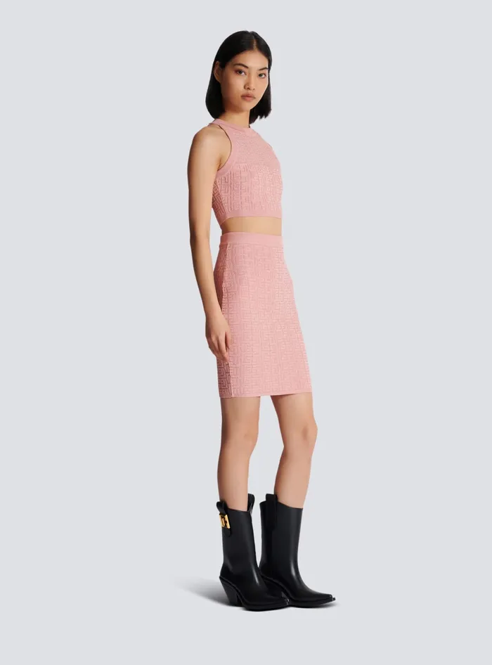 Balmain Tops And Shirts Women PB Labyrinth Knit Top Pink