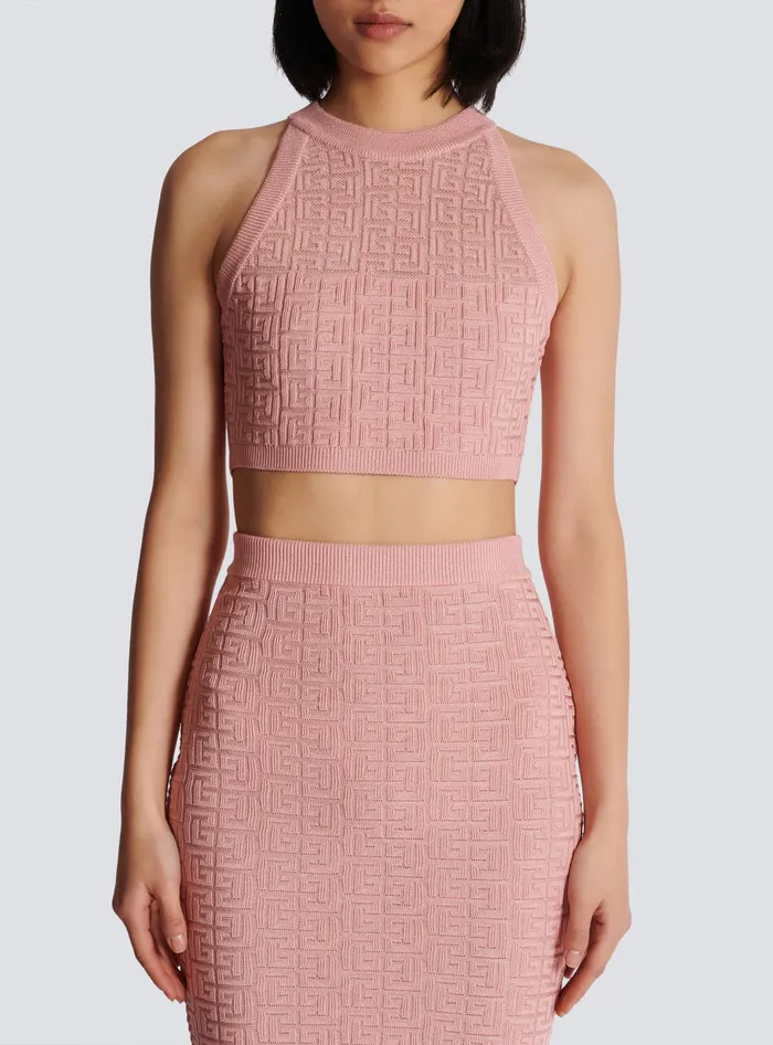 Balmain Tops And Shirts Women PB Labyrinth Knit Top Pink