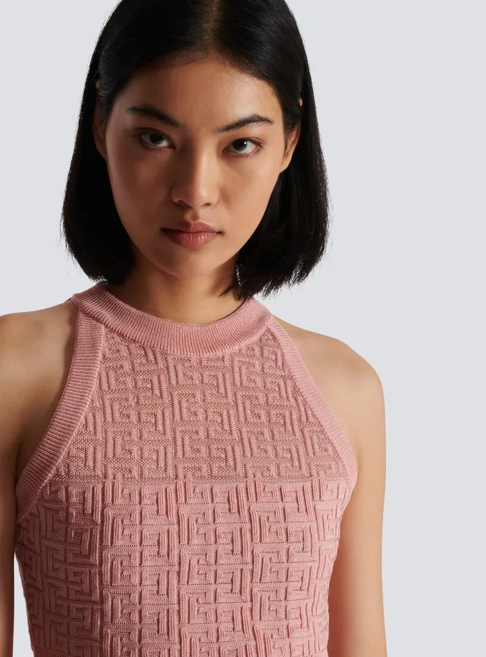 Balmain Tops And Shirts Women PB Labyrinth Knit Top Pink